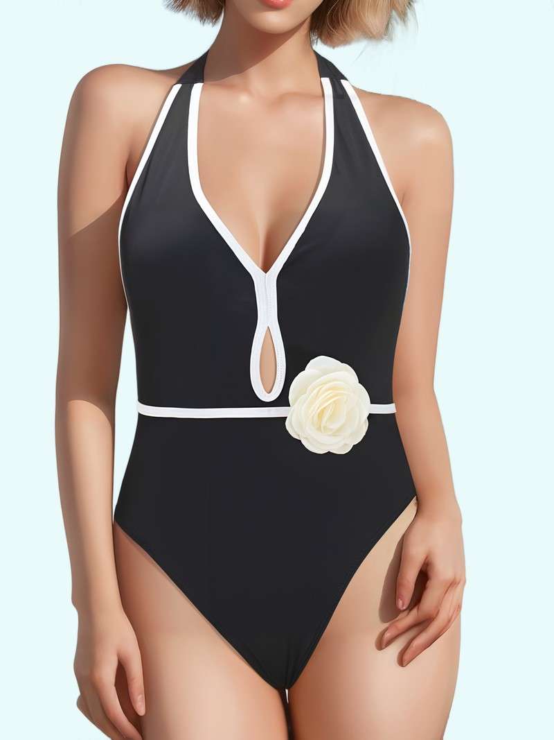 Traje de banho de flor tridimensional