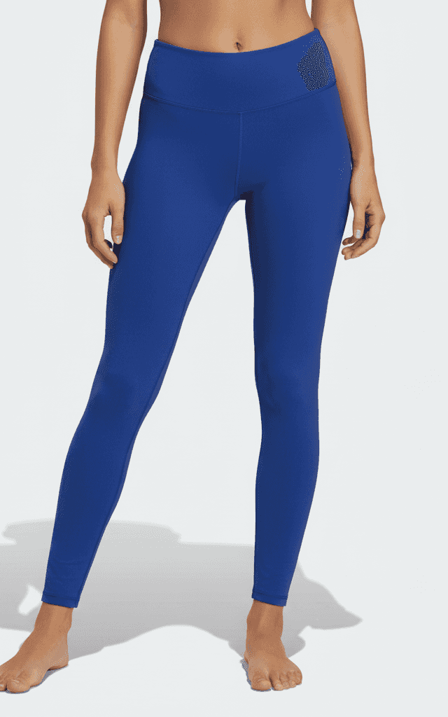 Leggings de Natação Comprimento Total Azul Royal Brilhante Cintura Alta.